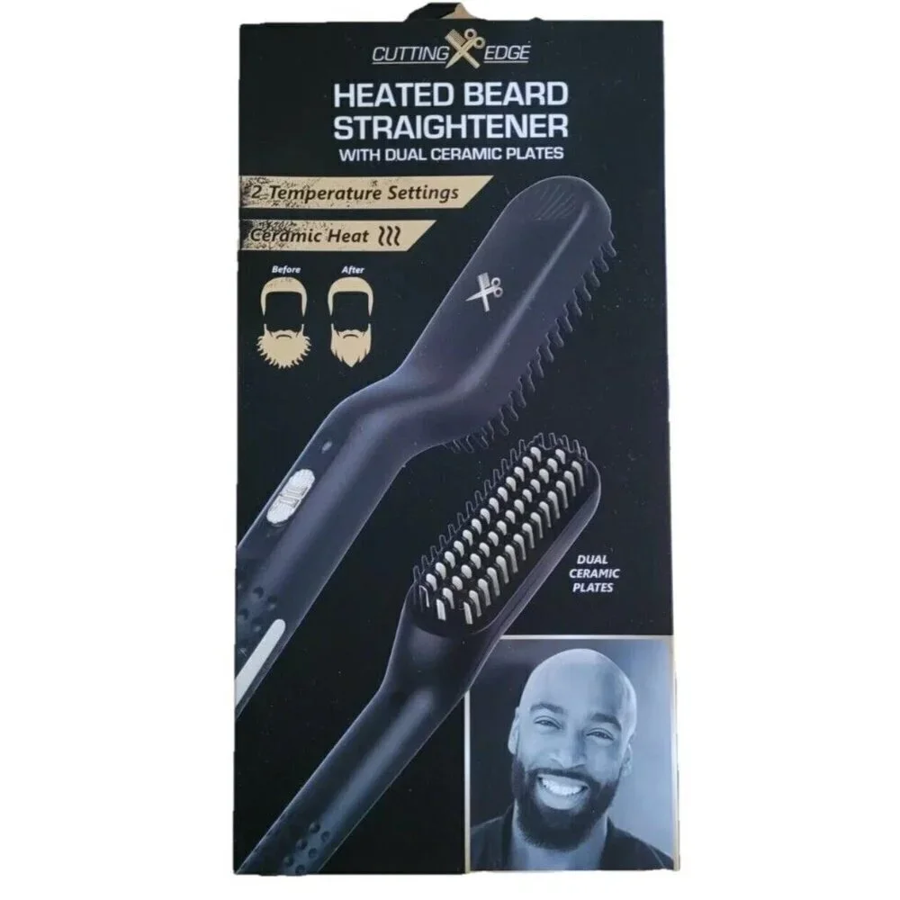 Cutting Edge Heated Beard Straightener, Dual Ceramic Plates, 2 Temp Setting NEW